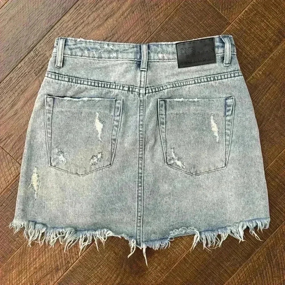 One Teaspoon High Waisted Denim Fitted Skirt - Picture 10 of 12